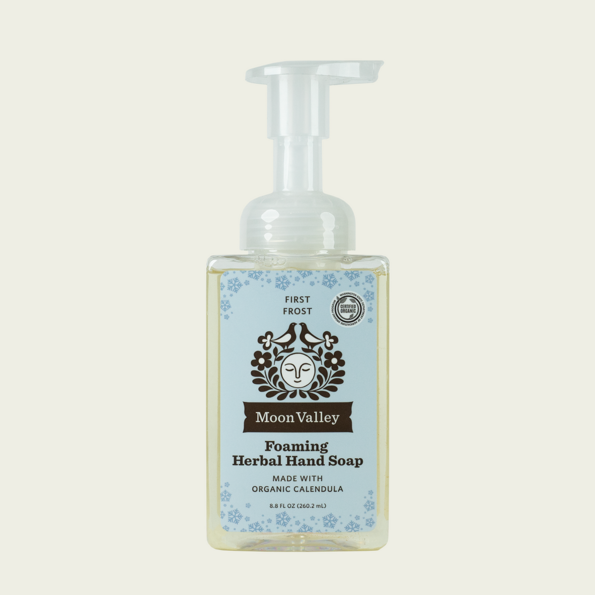 Moon Valley Organics Seasonal Foaming Herbal Hand Soap Front Dispenser Bottle First Frost